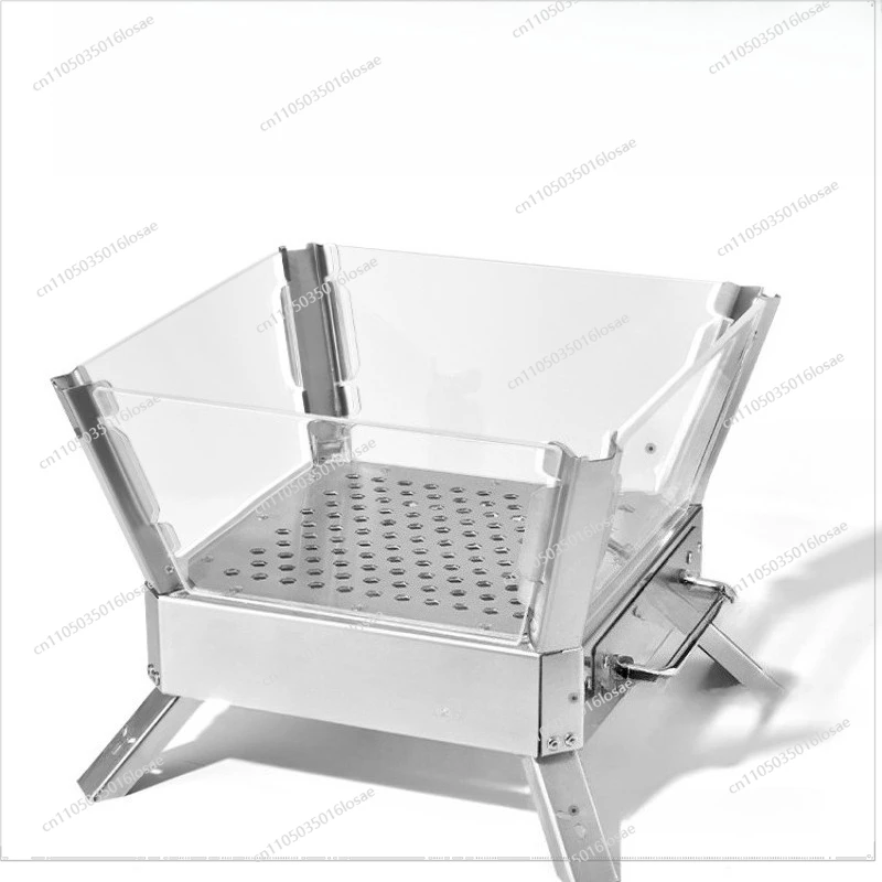Outdoor Camping Stainless Steel Wood Stove Portable Folding Campfire Stand Quartz