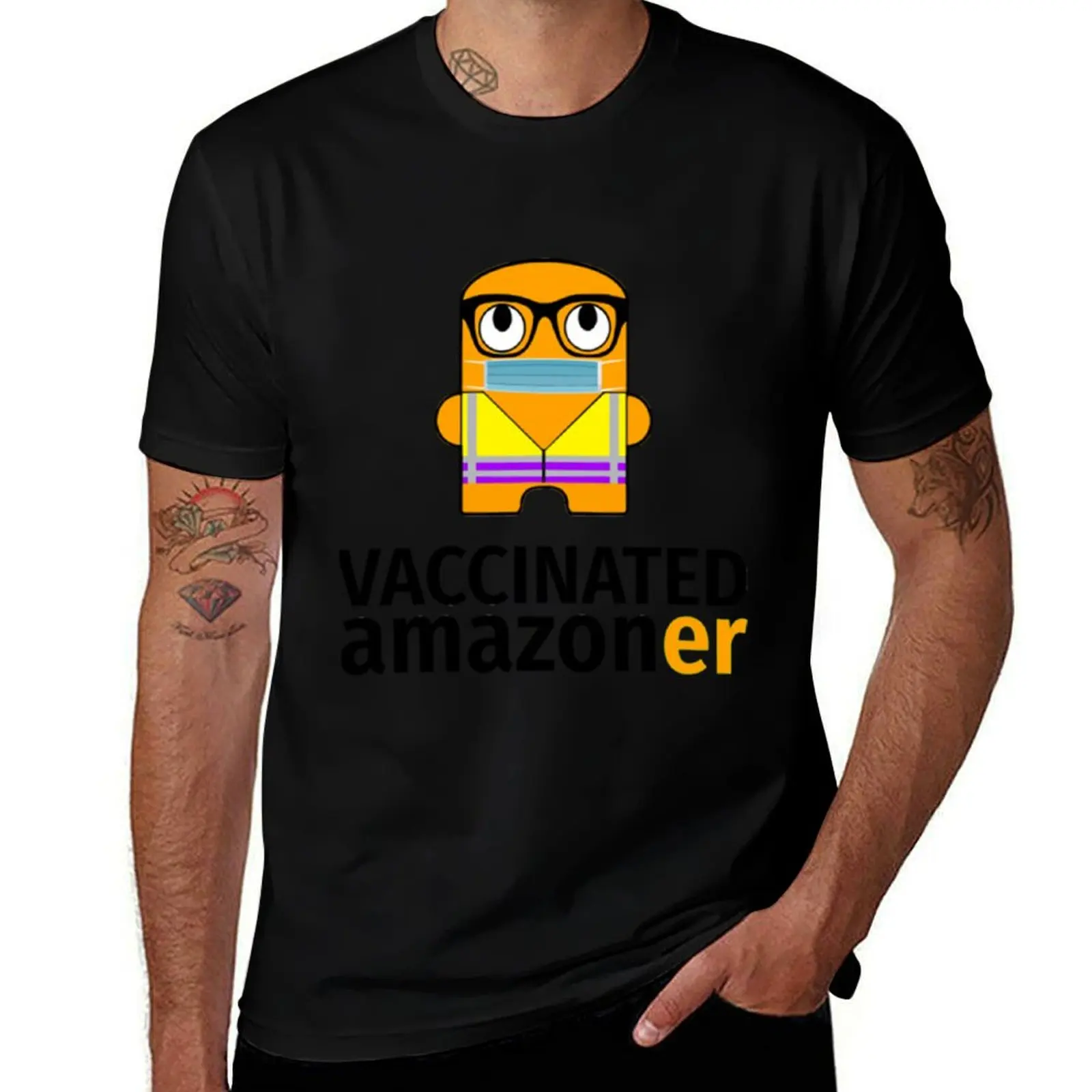 Vaccinated Masked Amazon Employee T-Shirt t shirts for man pack cotton T-Shirt