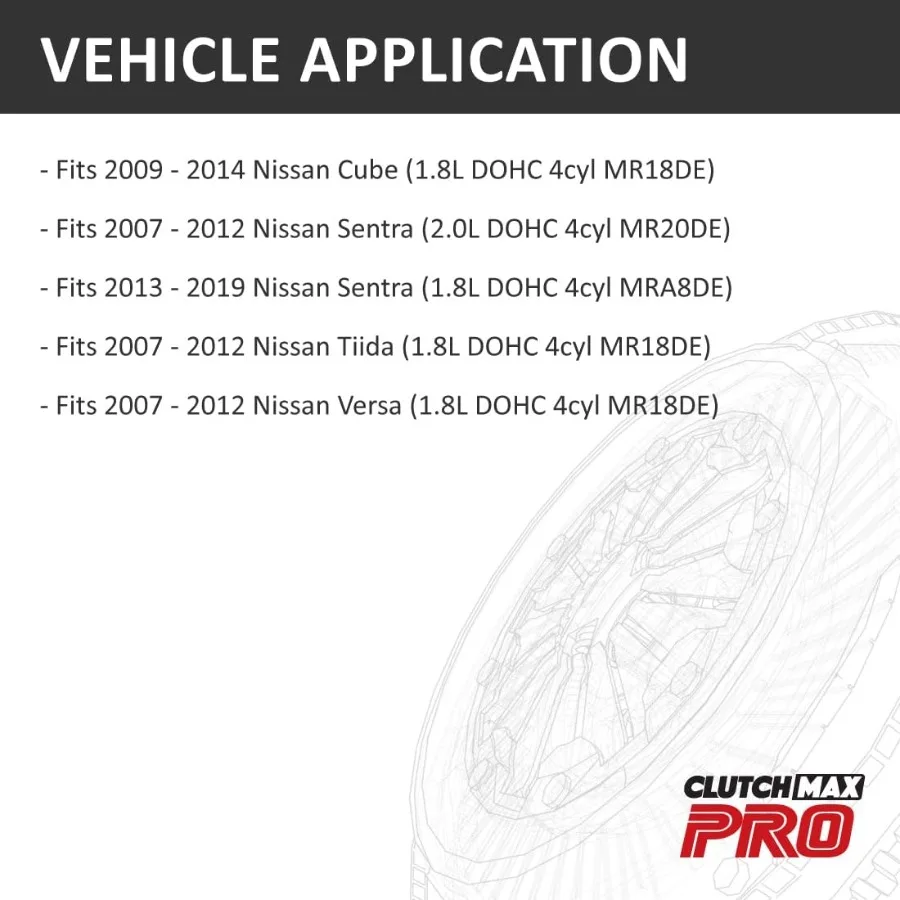 مجموعة القابض OEM شديدة التحمل من PRO مصممة لأداء موثوق في 20092014 Cube MR18DE 20072012 Sentra MR20DE 20132019 Sentra #2