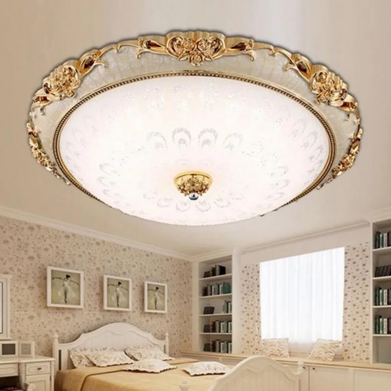 Ceiling lamp round LED bedroom living room lamp balcony aisle restaurant decoration glass ceiling light(With light source)