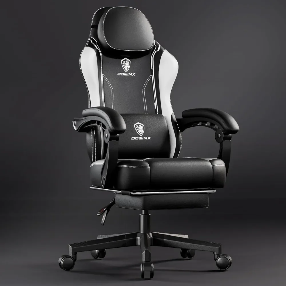 Gaming Chair with Pocket Spring Cushion for Adults, Ergonomic Computer Chair with Footrest and Massage Lumbar Support