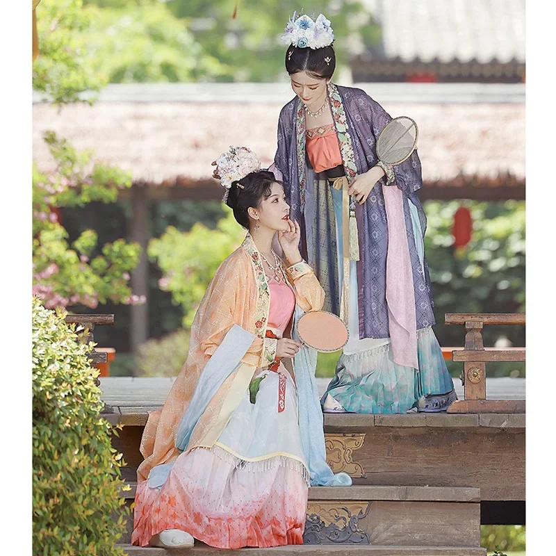 

Chinese Ancient Embroidery Hanfu Dresses For Women Carnival Cosplay Hanfu Dress Retro Song Dynasty Princess Dance Costume 4PCS