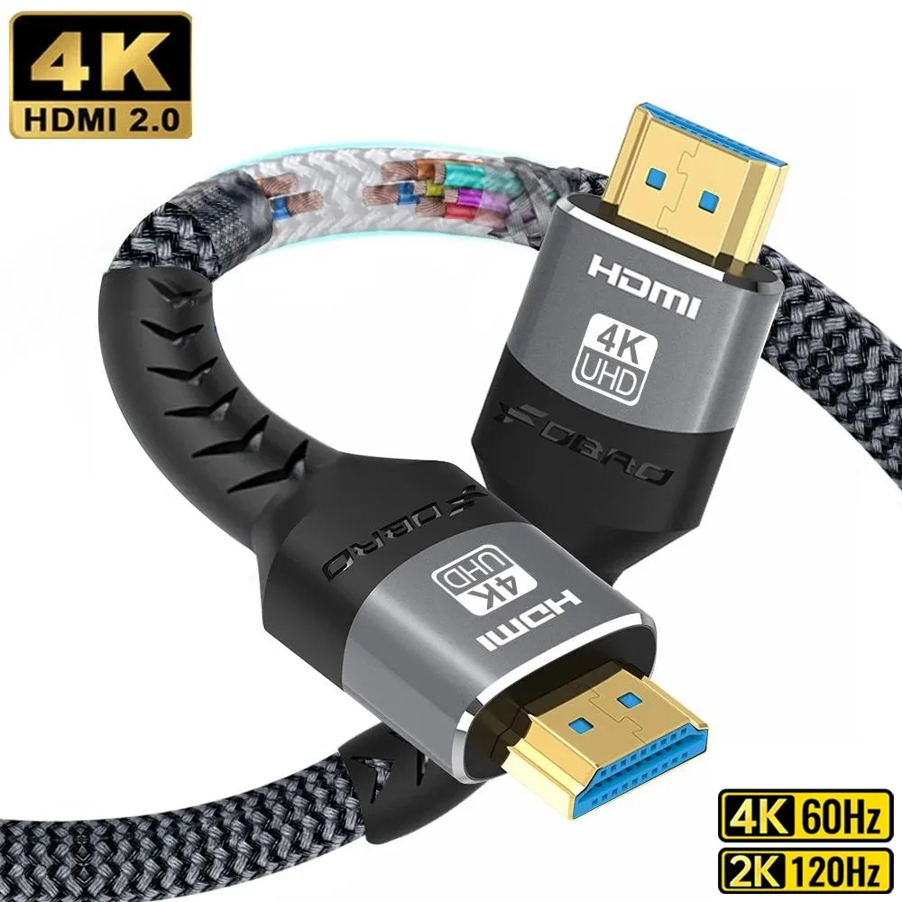 HDMI Cable 4K HDMI-Compatible 2.0 Cable 8K 60Hz 4K 120Hz 2K 144Hz 48Gbps HDTV Splitter Switcher for Monitor TV Box Projector 3m