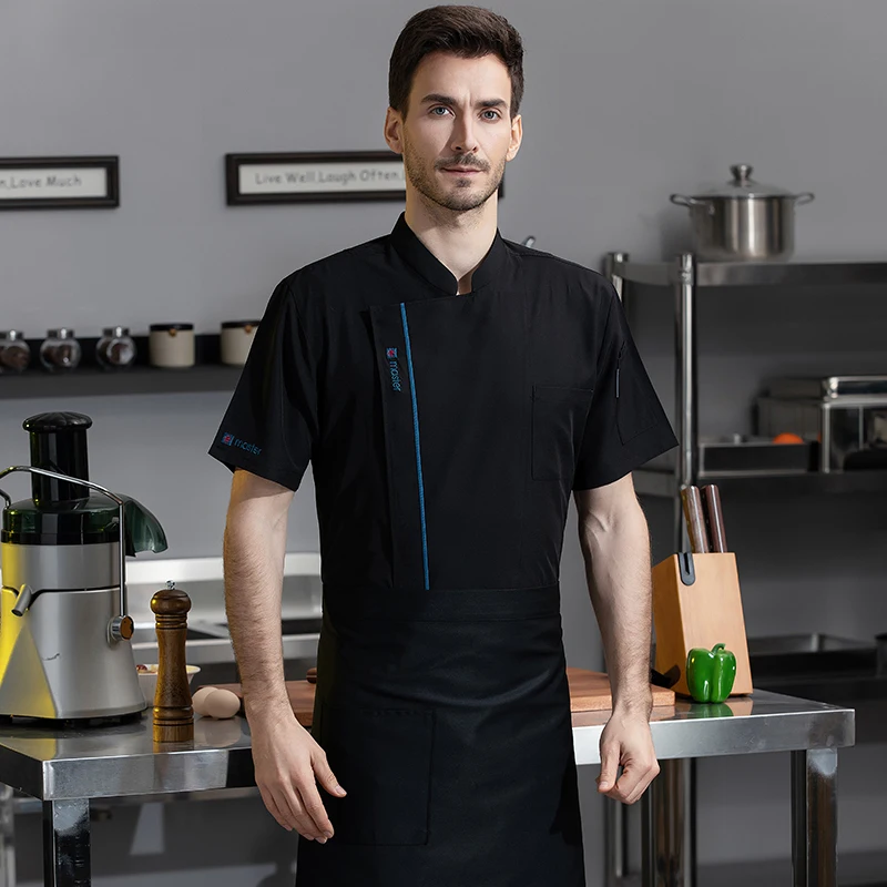 Kitchen Shirt Stretch and Lightweight Restaurant Work Coat Chef Uniform Short Sleeve Costume Food Service High Quality Clothes