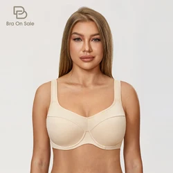 Women's Plus Size Support Bra Full Coverage Lightly Padded Underwire Wide Padded Straps Reduce B C D DD E F G