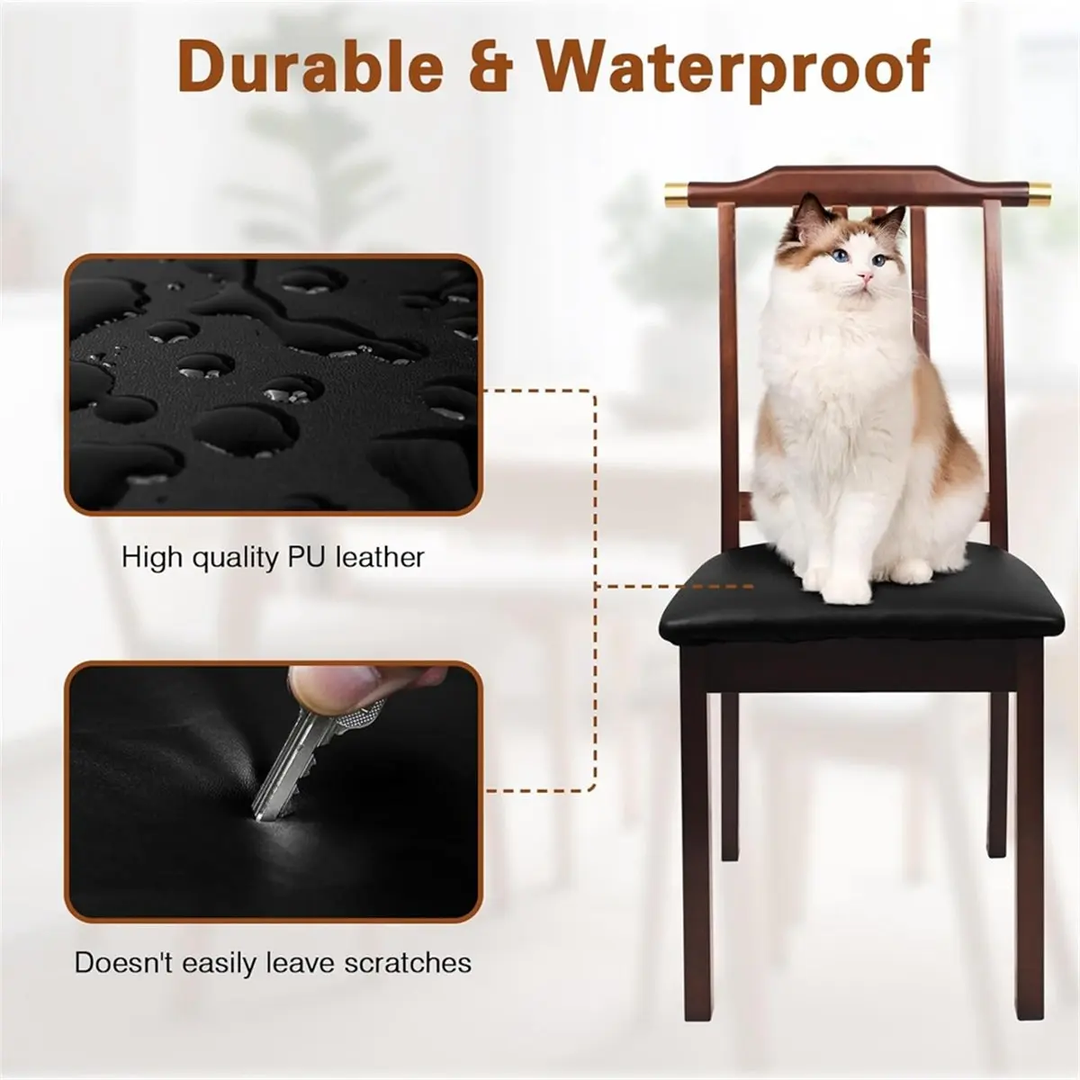 belong 4 Pcs Seat Covers for Dining Chairs Waterproof Chair Seat Covers Set Oilproof & Wipeable Kitchen Chair Seat Protector
