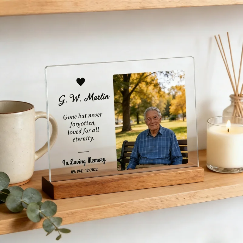 Custom Photo Portrait Acrylic Lamp Personalized Night Light Wooden Clear Base Picture Lamp Thoughtful Gift Teacher's Day Gift