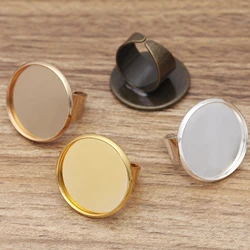 REGELIN 10pcs Open Rings Bases Rings Cabochon Settings Bezel Tray Ring Blank Base Fit 16/18/20mm Cabochon Cameo DIY Ring