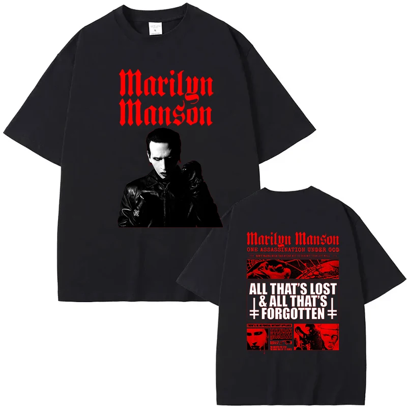 2025 Marilyn Manson T-Shirt / Men's Women's Fans Pure Cotton Tops Tee Summer Unisex Fashion Casual  Aesthetic Graphic Streetwear