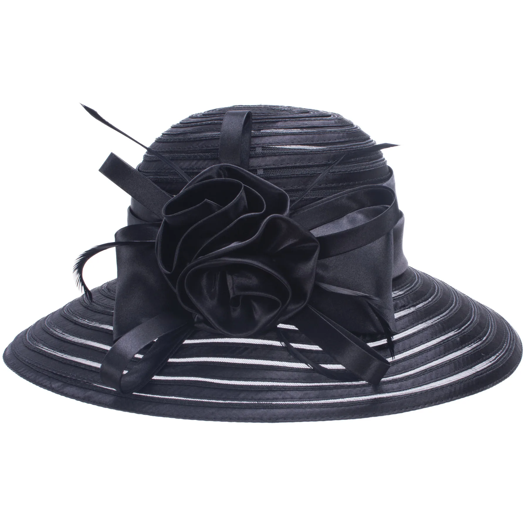 Lawliet Wide Brim Sum Hats for Women Beach Floppy Bridal Mother Church Wedding Satin Ribbon New A214