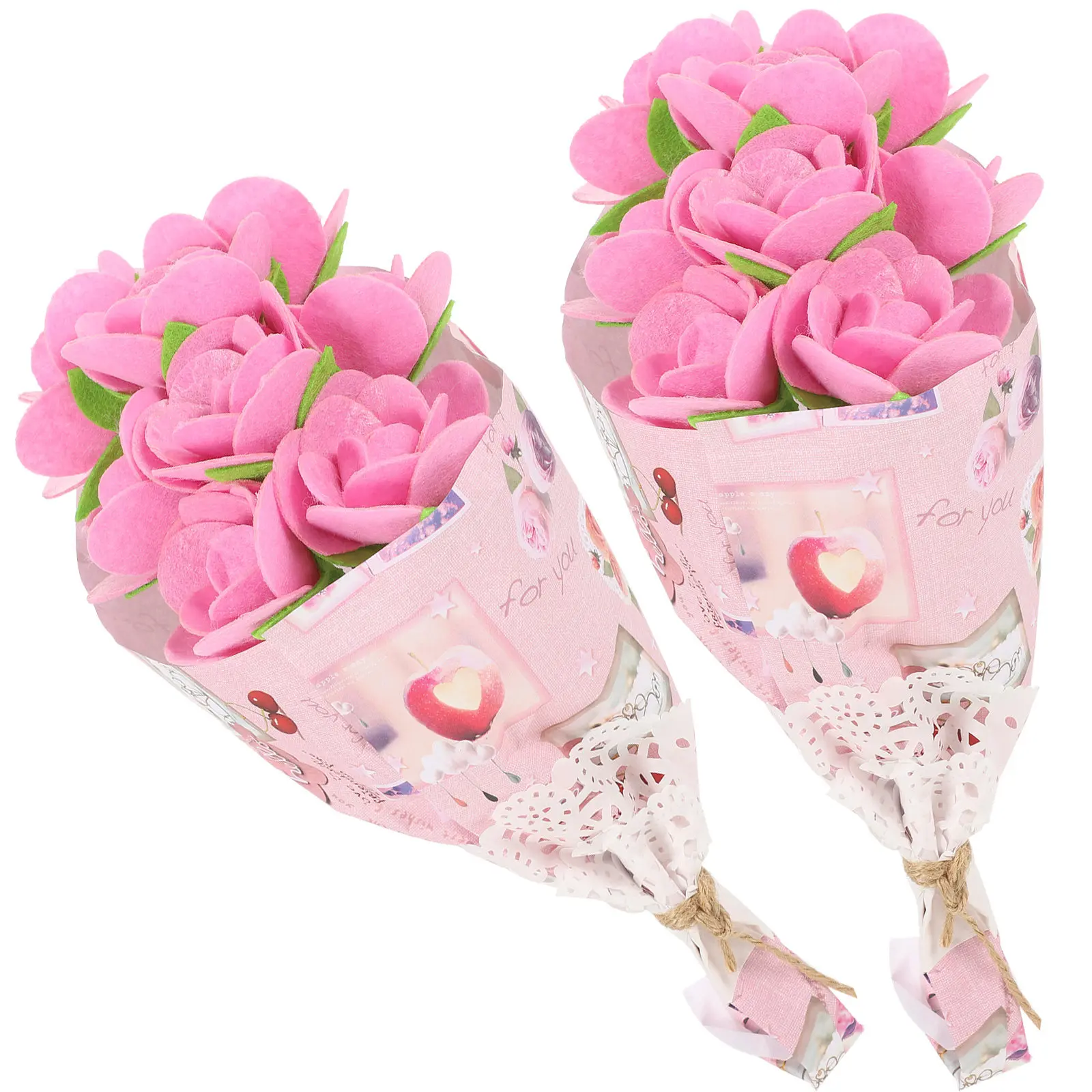 2Sets Bouquet Craft Material Unfinished DIY Flower Accessory Creative Kids Manual Kit for Hand-Eye Coordination Color Cognition