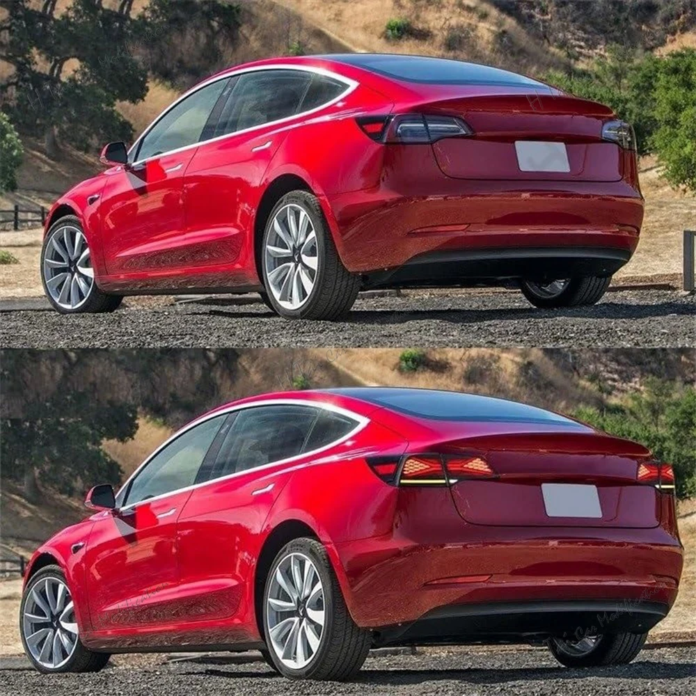 LED Tail Lights For Tesla Model 3 Model Y 2018-2023 RGB Rear Lamps Taillights Fog Lights Turn Signal Car Taillight Assemblies