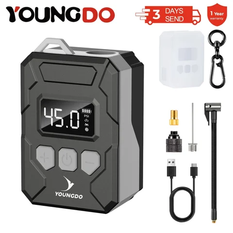 YOUNGDO 전기 타이어 팽창기 휴대용 디지털 공기 펌프 자전거 타이어 팽창기 Motocycle 자전거 및 공을위한 빠른 인플레이션 펌프