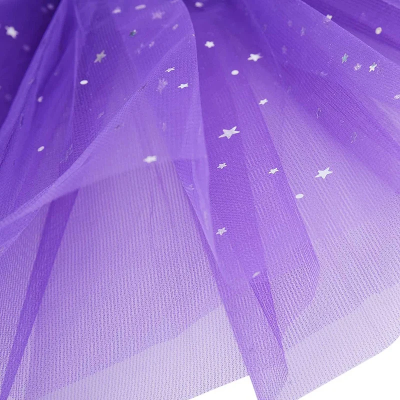 2X Vestiti intelligenti per bambina Stelle Paillettes Sottoveste Gonna tutu per danza classica Viola e azzurro