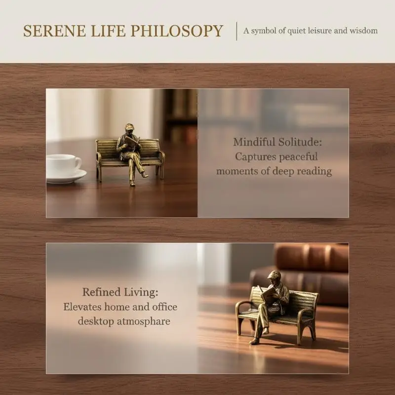 Brass Elderly Person Reading A Newspaper Figure 1:64 Doll Model Handheld Miniature Sandbox Micro Landscape Small Scene Ornament