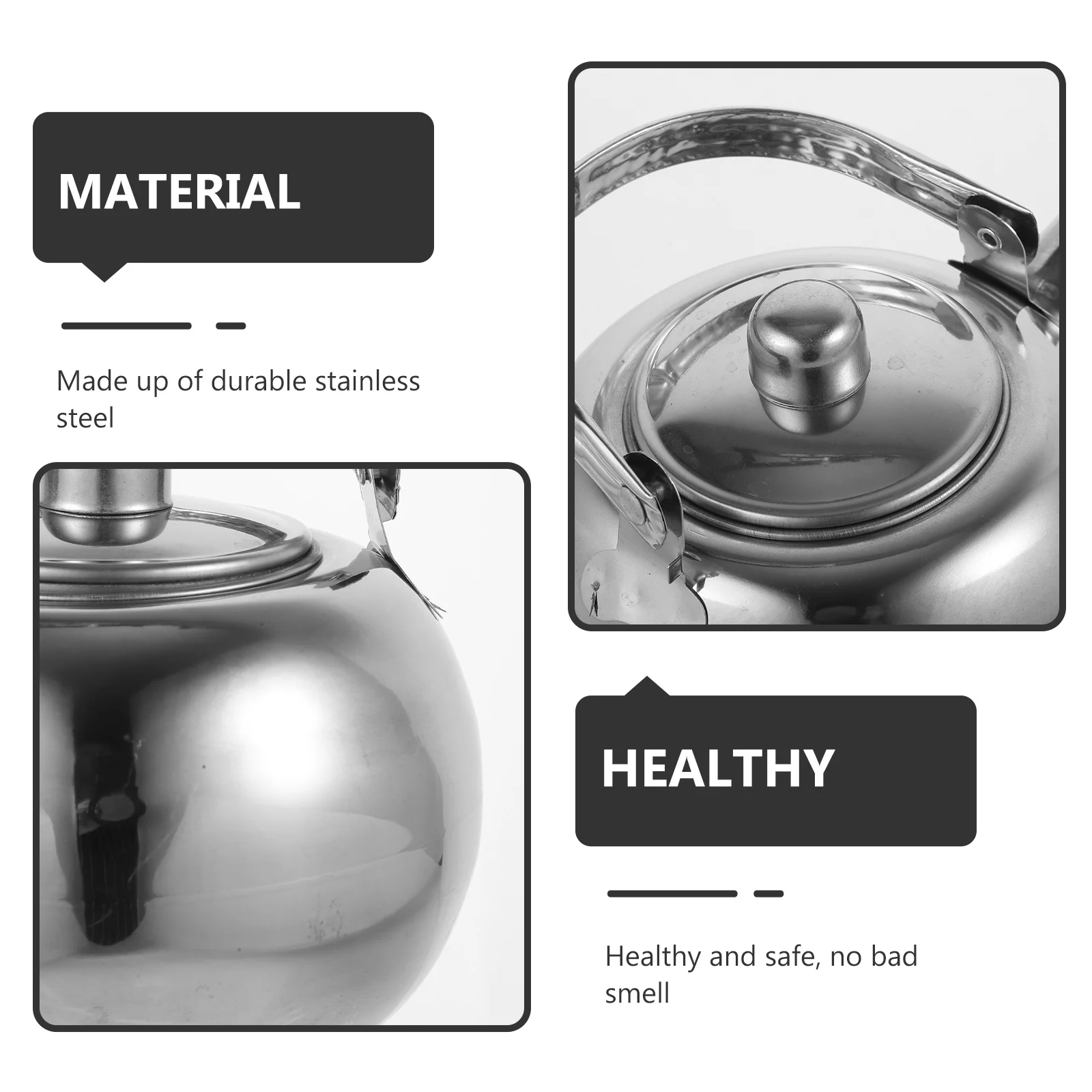 

Silver Thick Wall Stainless Steel Tea Pot Thermal Insulated Kettle 1L for Kitchen Hotel Restaurant Thermal Teapot