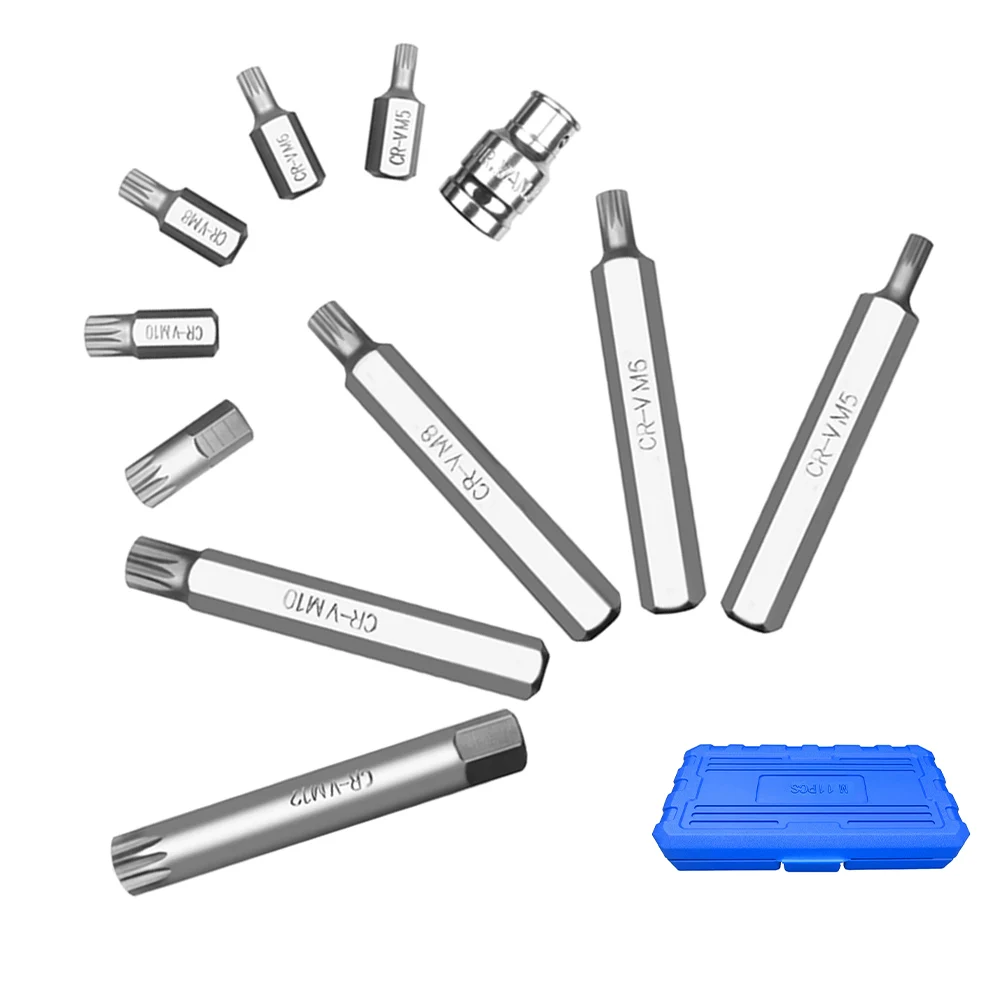 

11pcs Complete For Impact Socket Set with M Type Socket Bits and Adapter Metal Construction for Automotive and Industrial Use