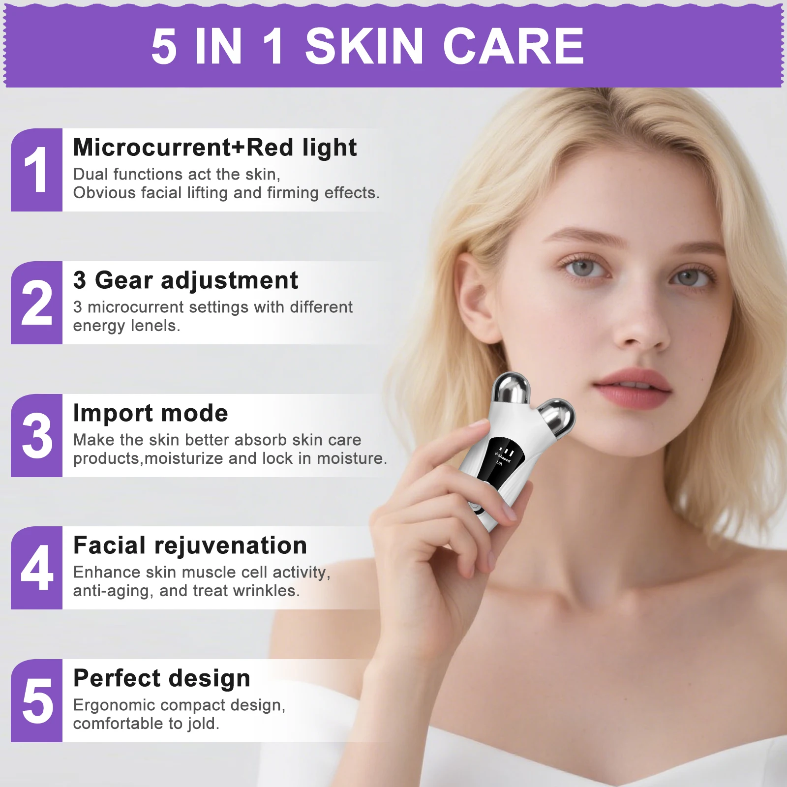 جهاز تدليك الوجه مكركرنت - جهاز اهتزاز الوجه للعناية ببشرة الوجه #3