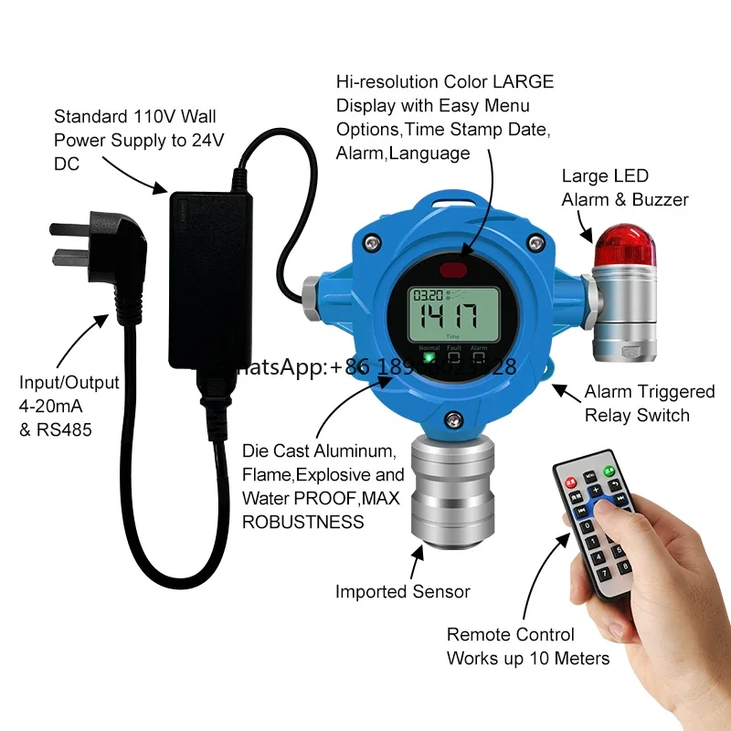 Wall-mounted  D400-CHCL3 Gas leakage Detector with Alarming Function Gas Leak Fixed Detector