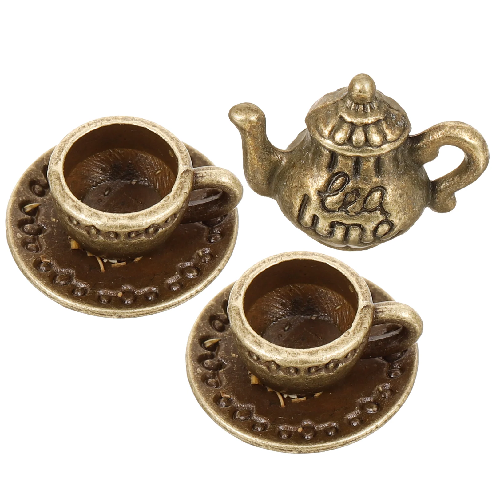 

1 Set Dolls House Miniature Teapot Mini Metal Tea Set Tiny Tea Cups for Micro Scene mini tea cups miniature tea cups