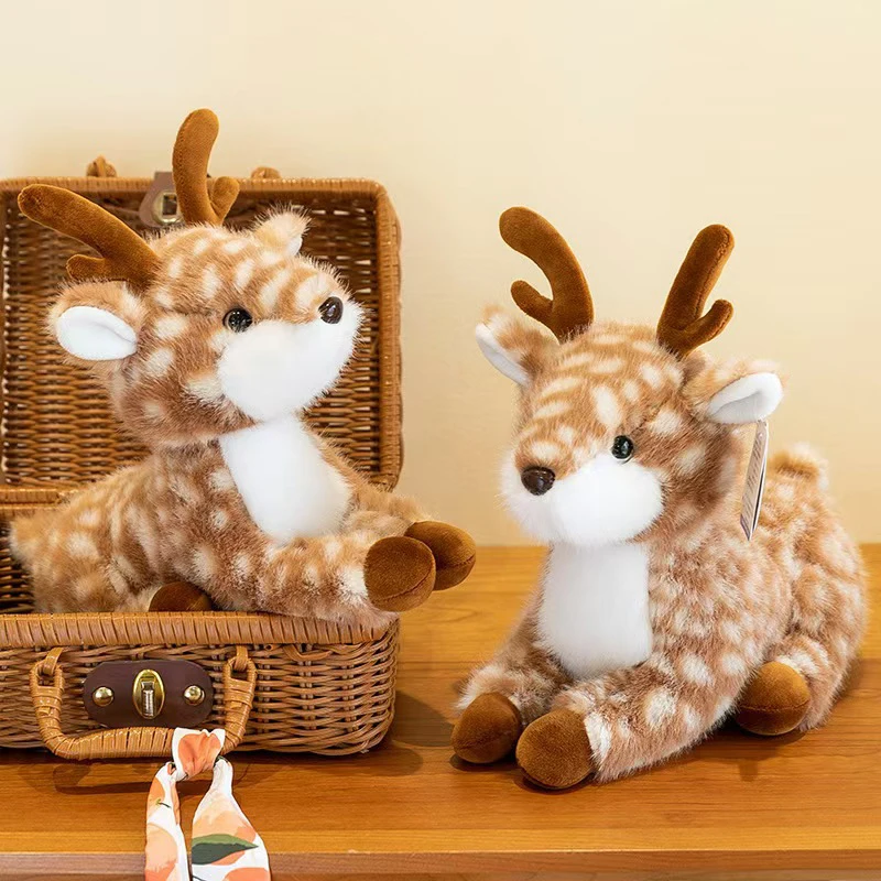 Cute Simulation Sika Deer Plush Toys Christmas Deer Toy Stuffed Animal Dolls Toys Soft Plush Pillow Home Decoration Xmas Gifs