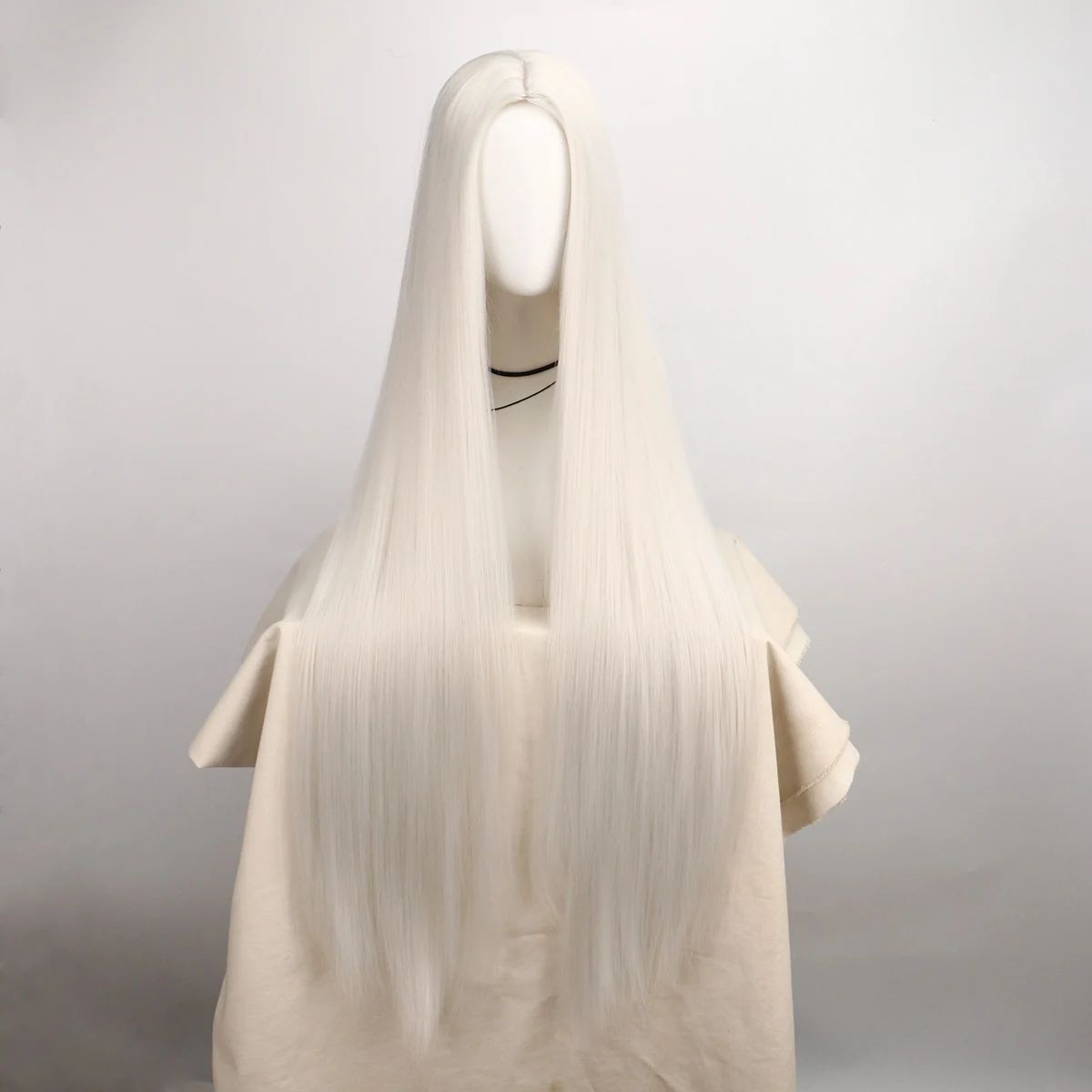 40 Inch/ 100 cm Long Sliver White Straight Wig Cosplay Hair Synthetic Halloween Ahime Party Wigs