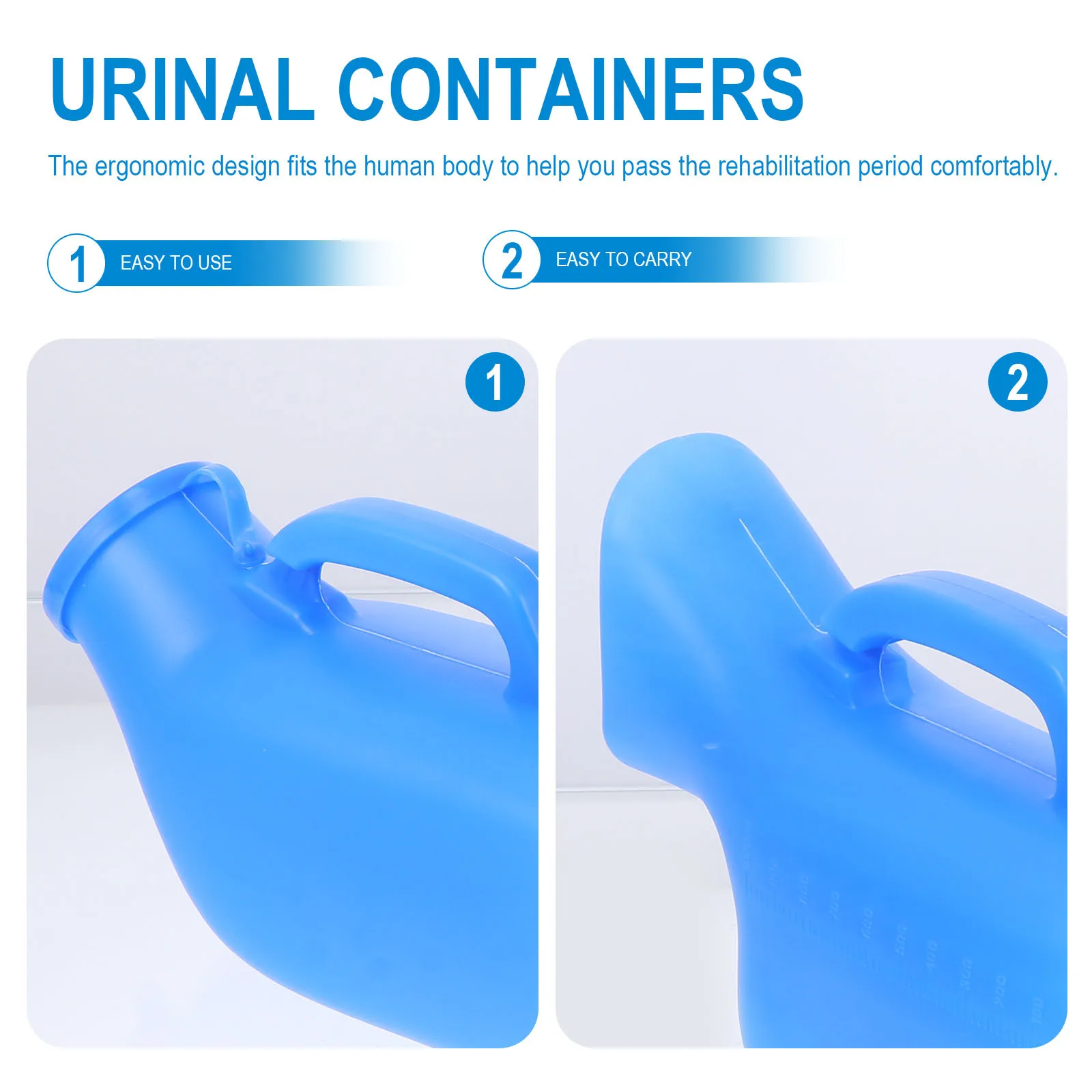 

2pcs Portable Urinal Bottles Thickened Abs Ergonomic Design For Elderly Men Emergency Urination Device Hand-Held Urinal Pot