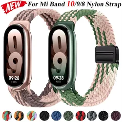 Nylon Braided Loop Strap For Xiaomi Band 9 8 Adjustable Magnetic Buckle Mi band 9 Bracelet Wristband For Mi Band 10 Accessories