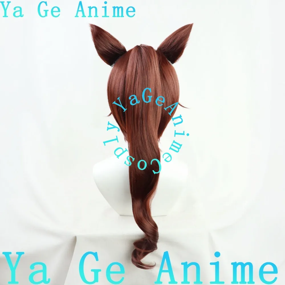 Wig Cosplay Uma Musume Pretty Derby Tokai Teio dengan Telinga Ekor Warna Serasi Rambut Sintetis Tahan Panas Pesta Halloween Anime