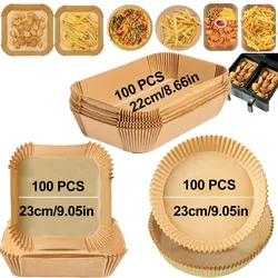Rectangle Air Fryer Disposable Baking Paper Liner, Non-Stick Food Grade Silicone Oil Paper Tray Microwave Oven Kitchen Cooker