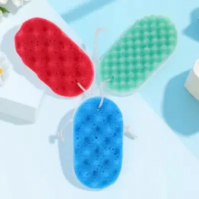 

3pcs Bath Double Sided Exfoliating Body Scrubber Shower Cleaning Sponge Durable Lightweight Portable Large Size Body Rubbing