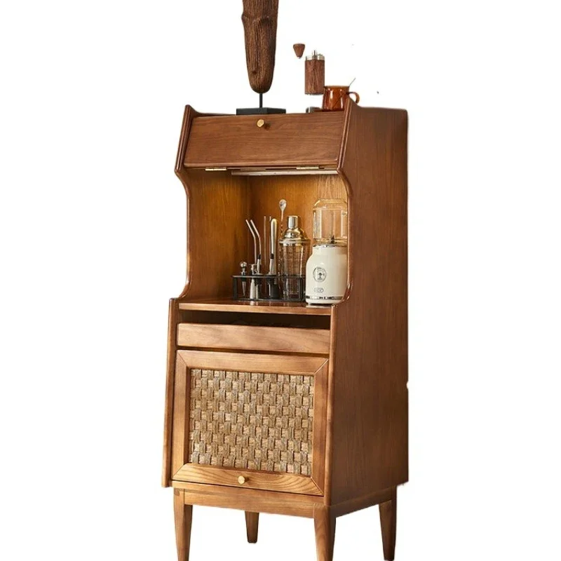 Medieval rattan wine cabinet, living room dining side cabinet, Japanese storage display, wabi-sandy wind