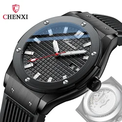 CHENXI 0044 Top Brand Luxury Fashion Quartz Movement Watch Transparent Calendar Male Colck Silicone Wristwatch Men