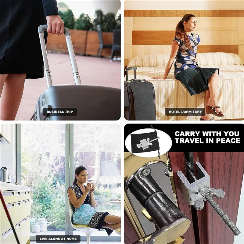 

【Home-Tools!】Upgraded Portable Door Lock, Heavy Duty Metal Door Locker For Extra Home Security, Adjustable Travel Door Security