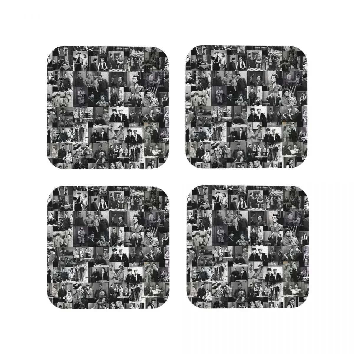 The Honeymooners - Black And White Coasters Coffee Mats Set of 4 Placemats Cup Tableware Decoration & Accessories Pads for Home