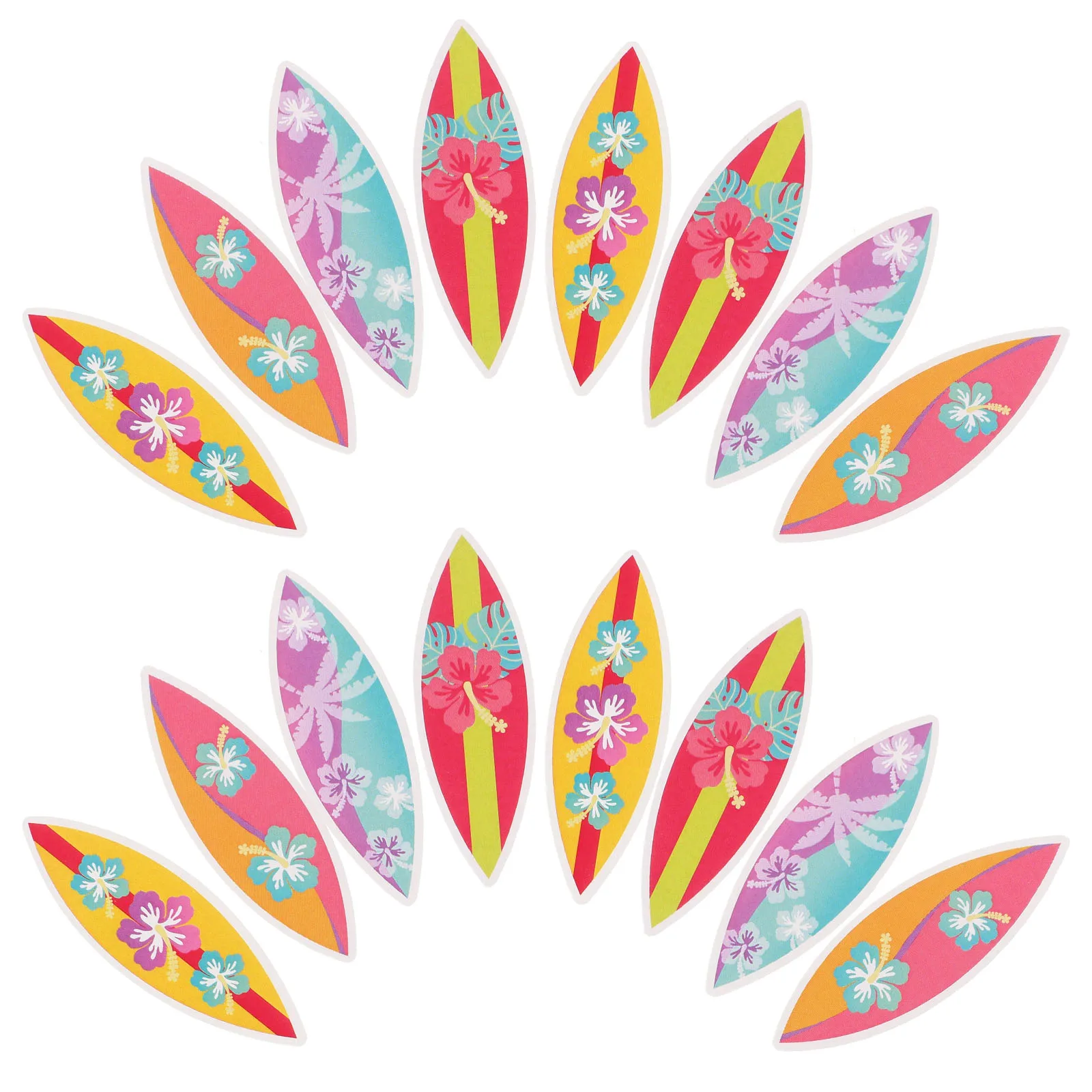 

16pcs Cake Insert Surfboard Picks Beach Theme Birthday Cupcake Topper Decorations Summer Party Cake Toppers Luau Dessert