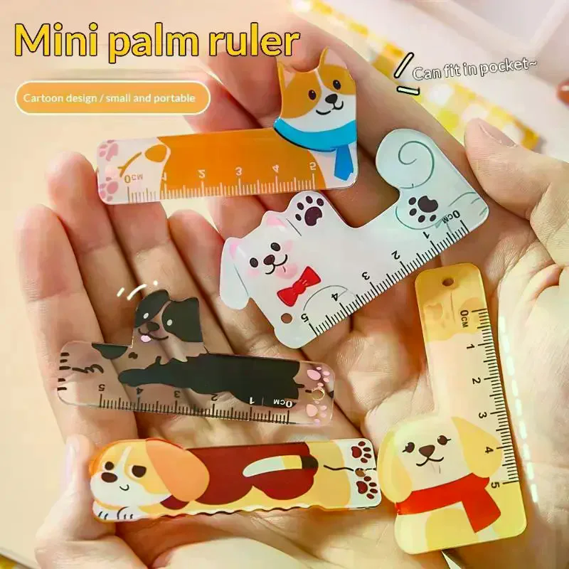 5cm Cartoon Animal Mini Plastic Rule Portable Bookmark Straight Ruler Pocket Measuring Tool Stationery Drawing Supplies 5Pcs