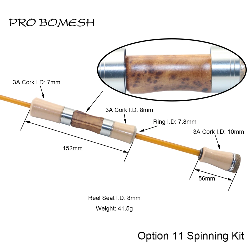 Pro Bomesh Holz Spinning Casting Reel Sitz Split 3A Kork Griff Kit DIY Forelle Angelrute Gebäude Komponente Reparatur Zubehör – Detail 31