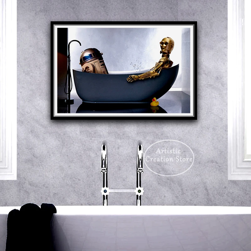 Bathtub Droids Inspired Poster Science Fiction Incredible Canvas Painting Prints Bathroom Wall Art Picture Nordic Home Decor