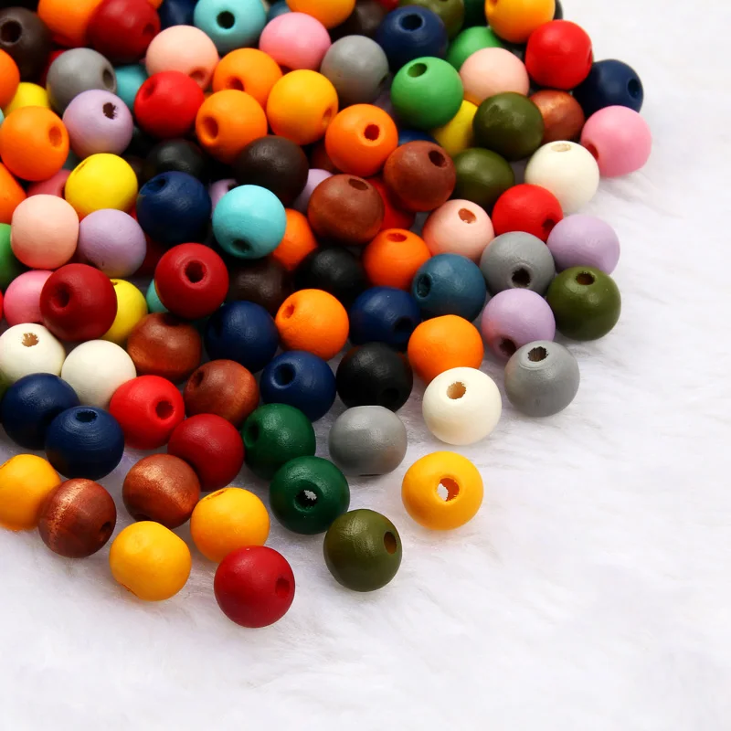 Wholesale Lots Natural Wooden Beads Jewelry Colored 10/15mm 10/50pcs Round Balls Beads For Jewelry Making DIY Jewelry Necklaces