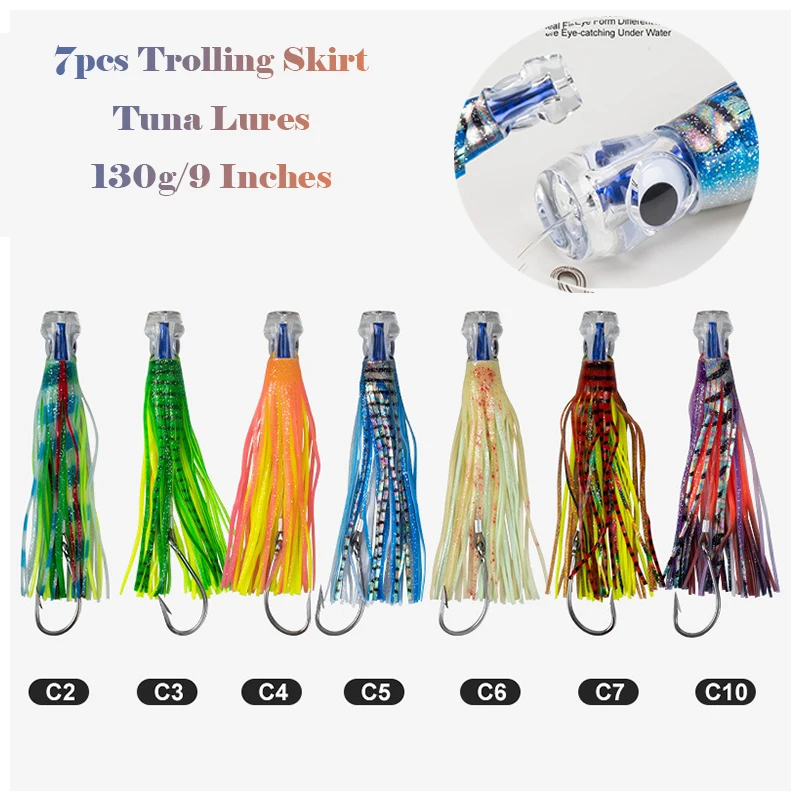 

Trolling Skirt Tuna Lures 110g/9 Inches Sinking Boat UV Light Biomimetic Squid Lure for Marlin Sea Trolling Fishing Bait