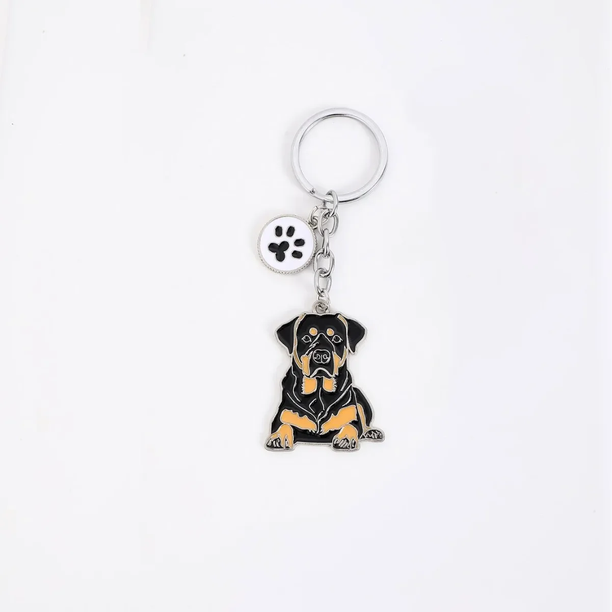 Cute Lying Rottweiler dog Keychain Backpack Pendant Creative Keyring Birthday Gifts