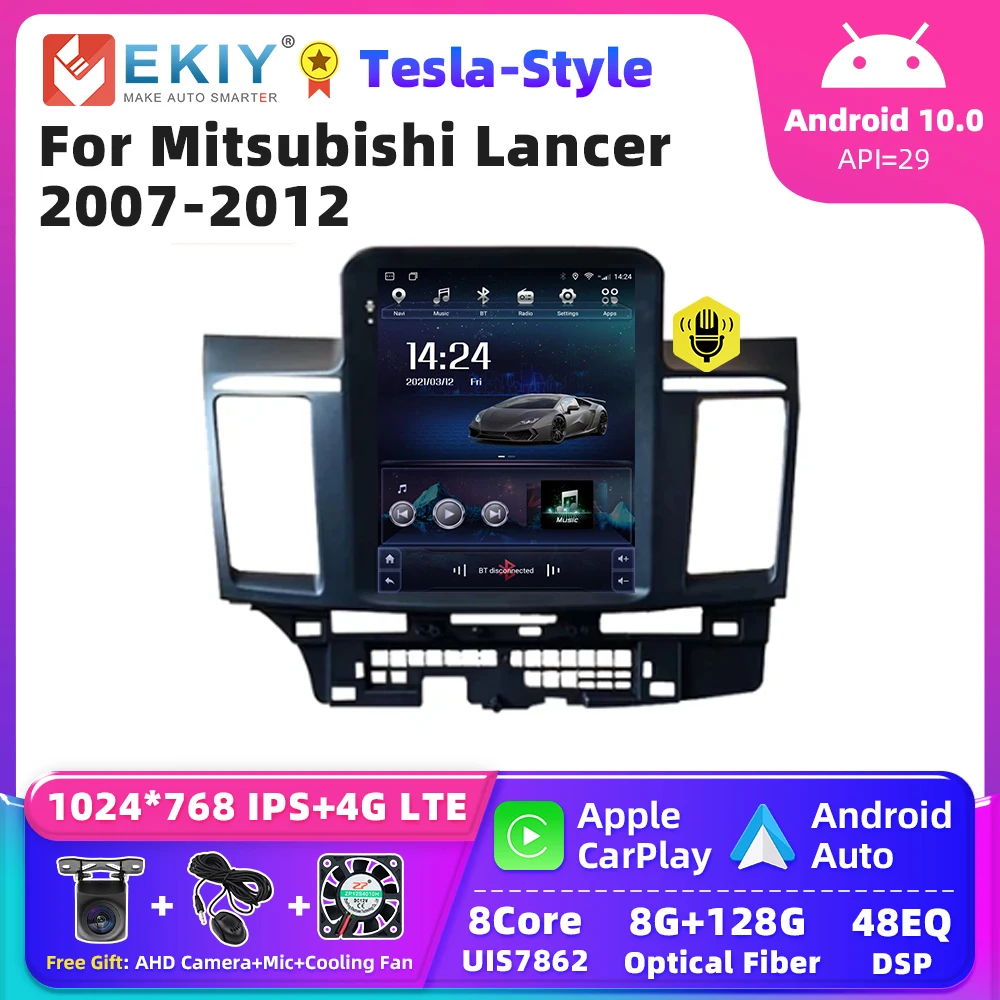 

EKIY Tesla автомобильное радио для Mitsubishi Lancer 2007-2012 Android 10 4G WIFI Carplay мультимедиа DSP аудио плеер GPS навигация