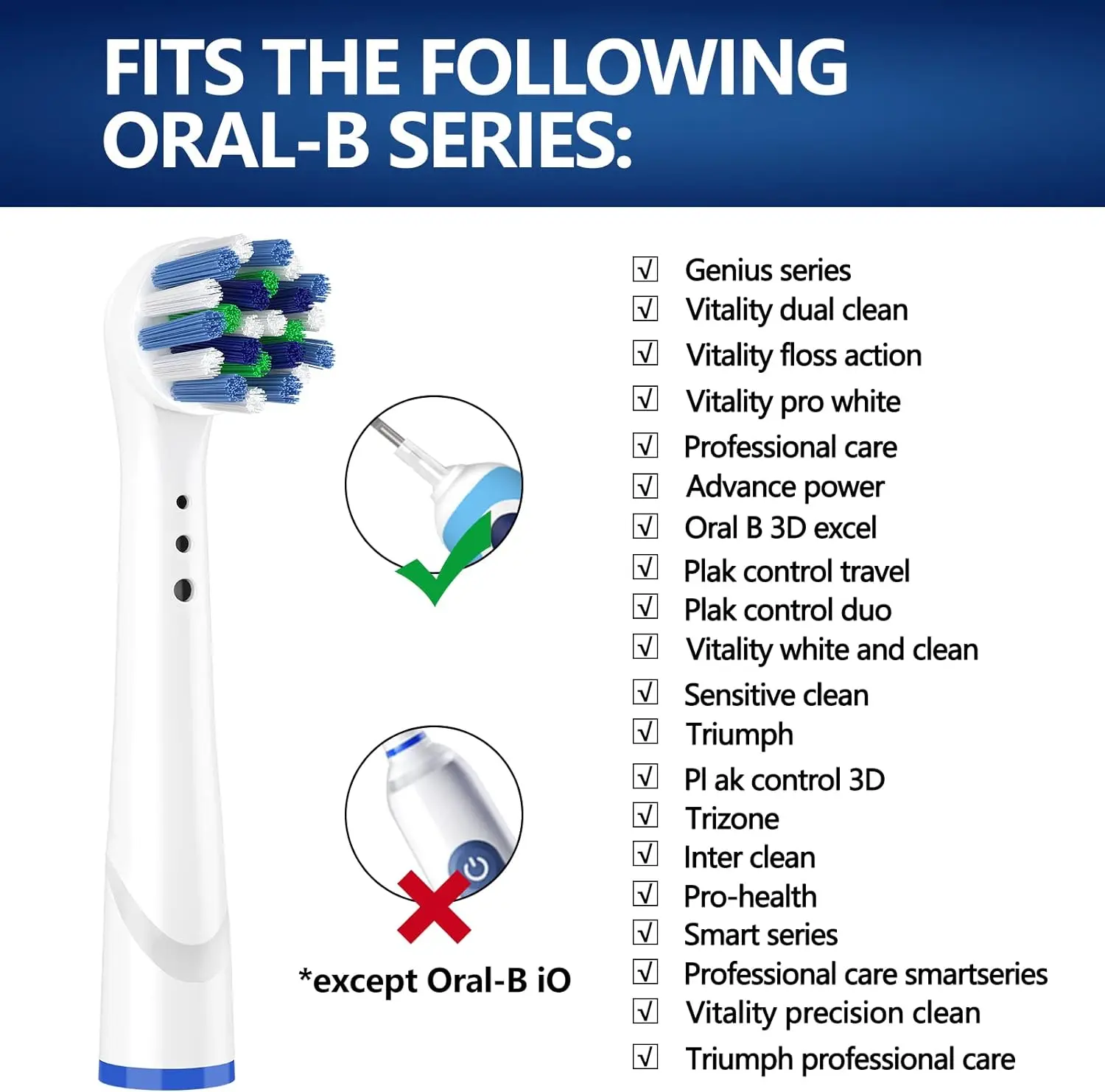 Multi Angle Deep Clean Cross Action Brush Heads For Oral B D12 D16 D100 3757 3709 pro3 pro1max electric toothbrush