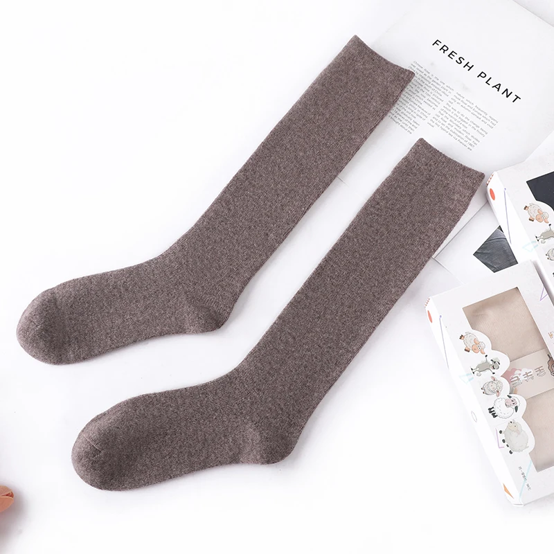 

Модные женские осенне-зимние однотонные носки из 100% чистой шерсти, ветрозащитные повседневные длинные носки для езды на велосипеде на открытом воздухе