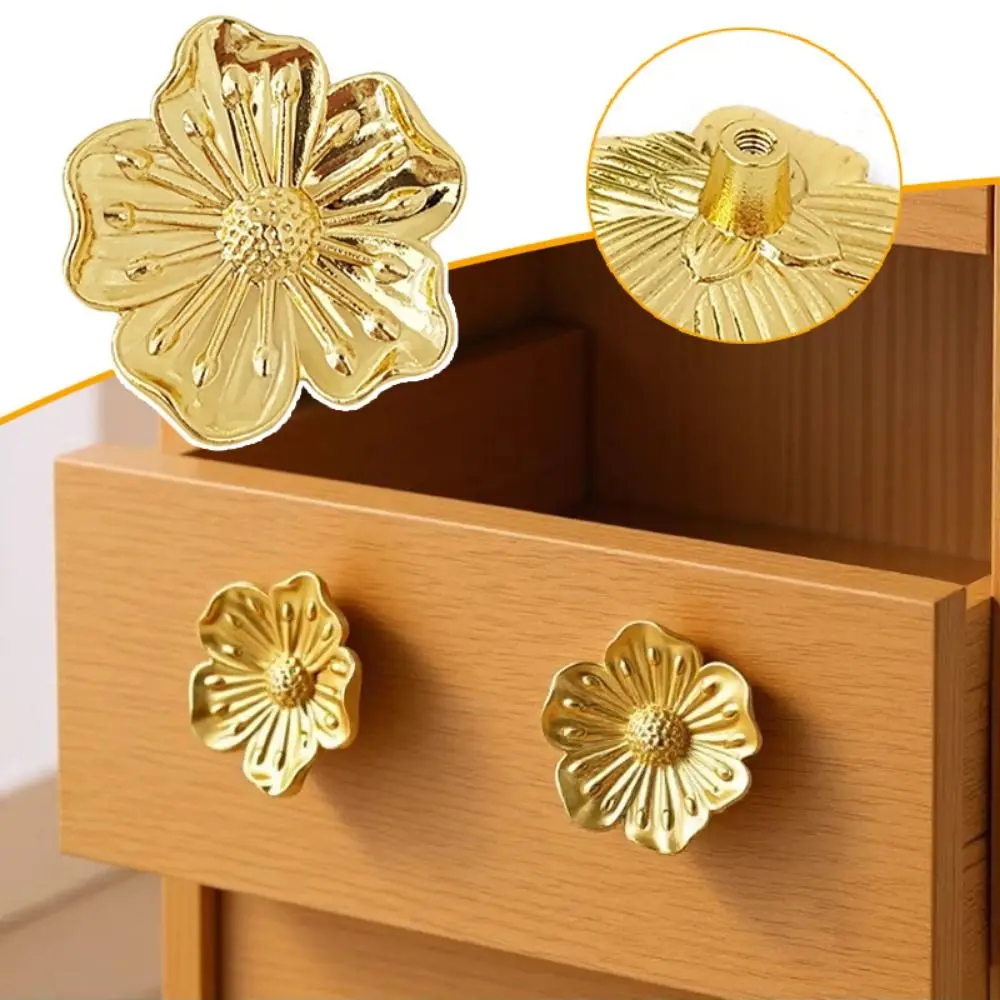 Home Improvement Brass Floral Cabinet Knob Cherry Blossom Shape Vintage Wardrobe Knob Cupboard Decorative Knob Cupboard
