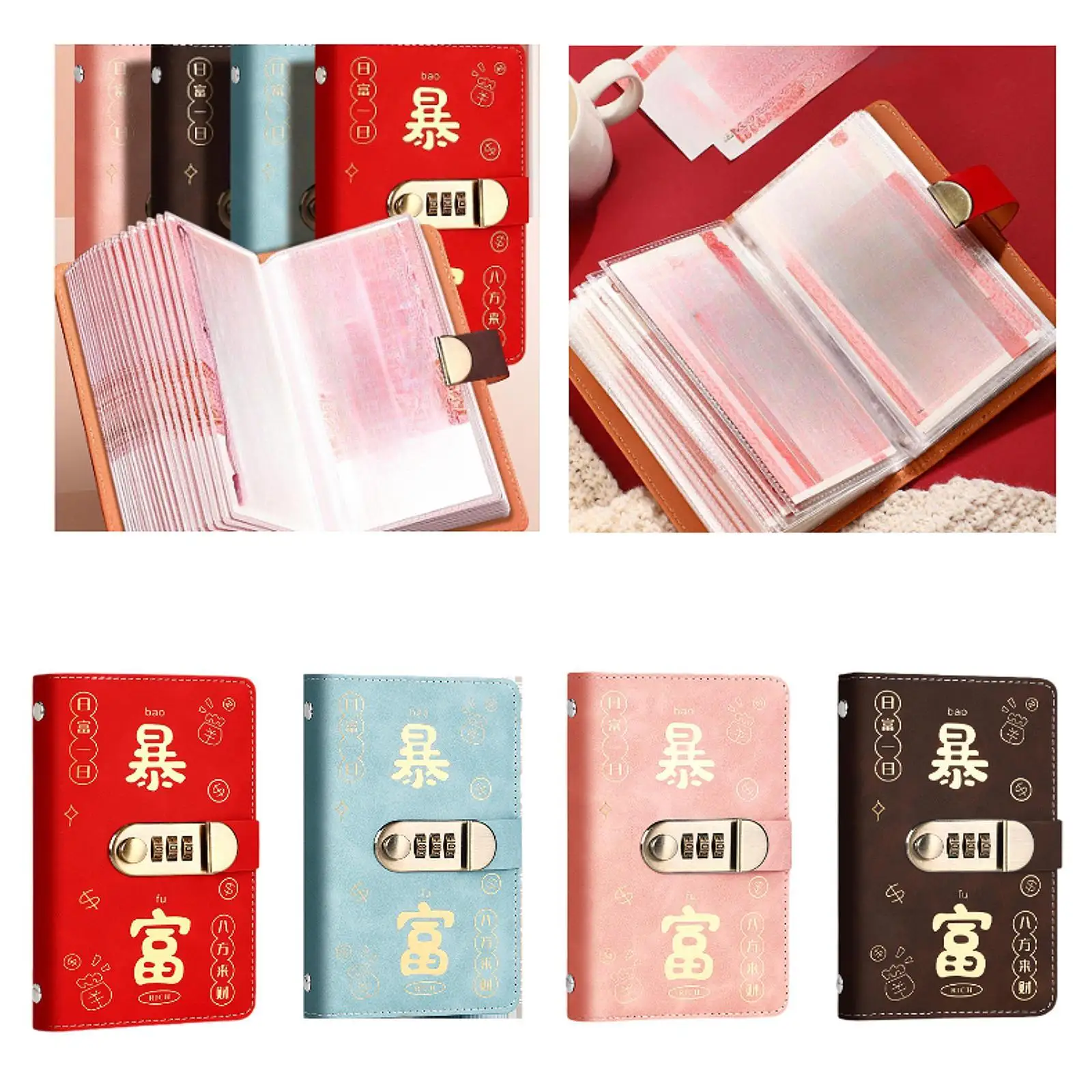 Money Saving Binder Portable Money Collecting Lightweight Convenient Birthday Gift Compact with Cash Envelops Money Organizer