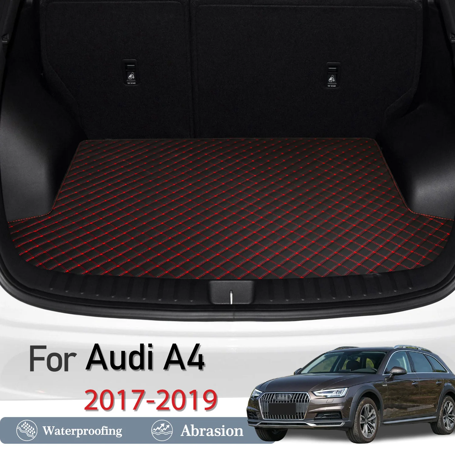 

New Artificial Leather Car Trunk Mat Rear Trunk Cargo Protective Mat Car Interior Accessories For Audi A4 2017-2019