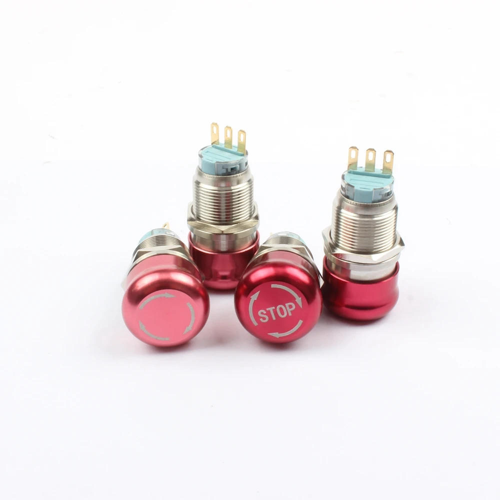 19mm Metal Waterproof Mushroom Push Button Switch Red Emergency Stop Button Locking Onoff Switch 3Pins 6Pins NONC Arrow Button