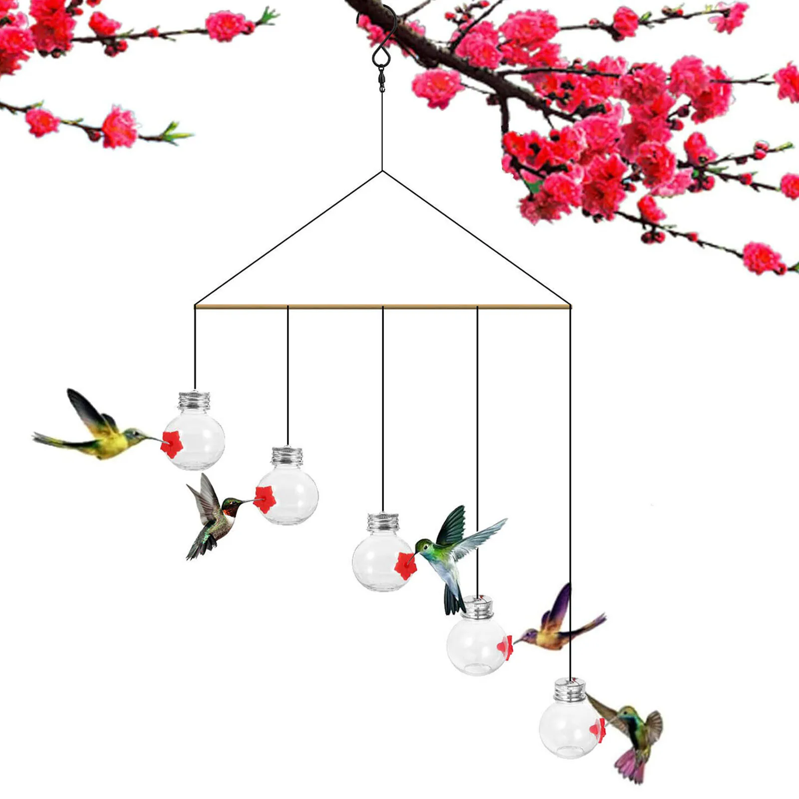 5 Grids Hummingbird Water Feeder Hanging Structure Simple Hummingbird Feeder Ideal Gift for Bird Watchers And Nature Lovers